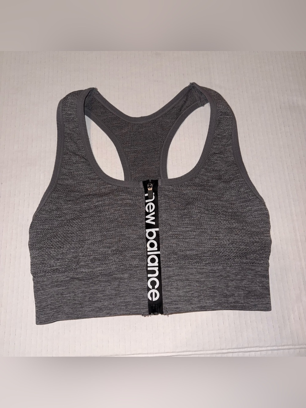 New Balance Charcoal Gray Front-Zip Racerback Sports Bra